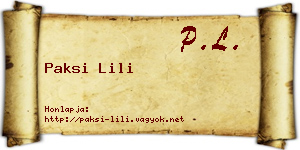Paksi Lili névjegykártya